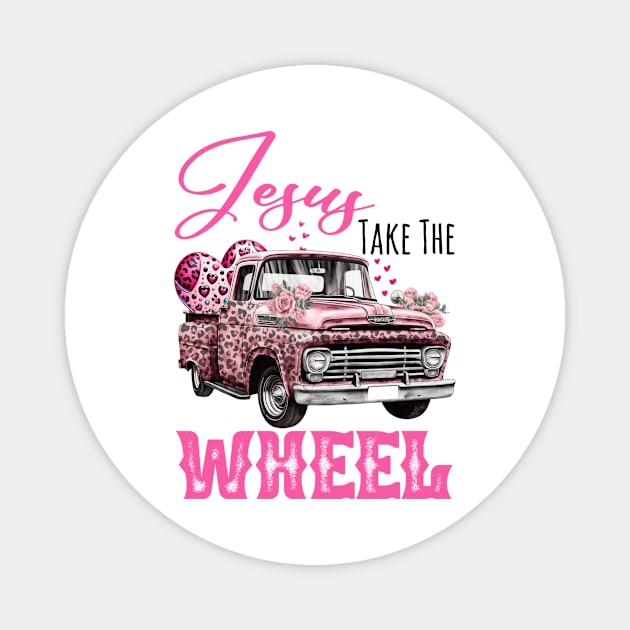 Jesus Take The Wheel Flower Magnet by Che Tam CHIPS